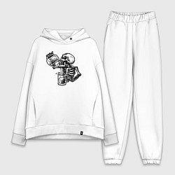 Женский костюм оверсайз Пивной скелетик, цвет: белый