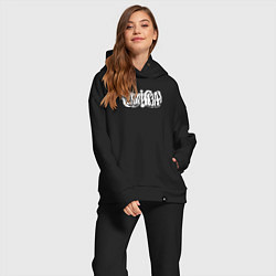 Женский костюм оверсайз Сектор газа белый логотип, цвет: черный — фото 2