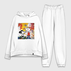 Женский костюм оверсайз Граффити Снупи, цвет: белый