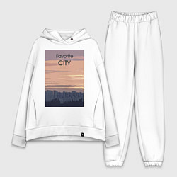 Женский костюм оверсайз Favorite city с городским пейзажем, цвет: белый