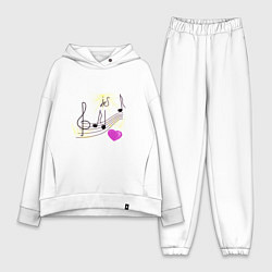 Женский костюм оверсайз Музыка это моя любовь на светлом фоне