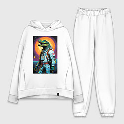 Женский костюм оверсайз Крокодил бравый космонавт - нейроарт, цвет: белый