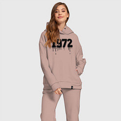 Женский костюм оверсайз 1972 год растекшейся краской, цвет: пыльно-розовый — фото 2