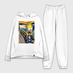 Женский костюм оверсайз Барт Симпсон кричит - мем нейросеть, цвет: белый