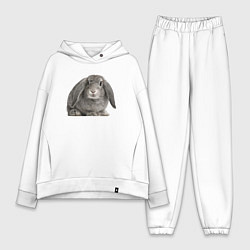 Женский костюм оверсайз Серый пушистый кролик, цвет: белый