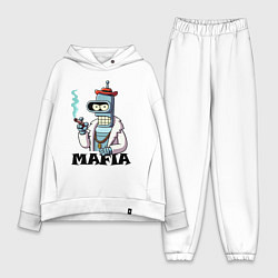 Женский костюм оверсайз Бендер в шубе с сигарой - мафия, цвет: белый