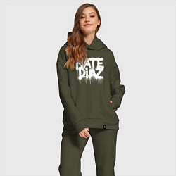 Женский костюм оверсайз Граффити логотип Нейт Диас, цвет: хаки — фото 2