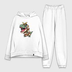 Женский костюм оверсайз Милый тираннозавр самурай, цвет: белый