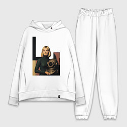 Женский костюм оверсайз Девушки и старый водолазный шлем ретрофутуризм поп, цвет: белый