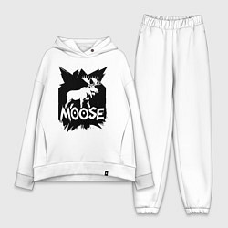 Женский костюм оверсайз Мощь лося, цвет: белый