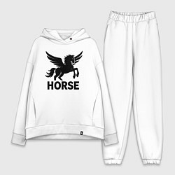 Женский костюм оверсайз Конь с крыльями, цвет: белый
