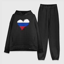 Женский костюм оверсайз Сердечко России, цвет: черный