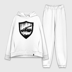 Женский костюм оверсайз Пожарная машина в щите, цвет: белый