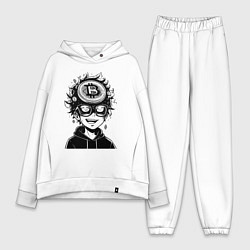 Женский костюм оверсайз Аниме биткоин, цвет: белый