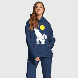 Женский костюм оверсайз Срущий волк, цвет: тёмно-синий — фото 2