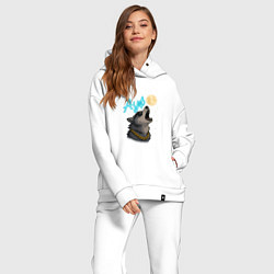 Женский костюм оверсайз Ауф - волк воет на луну, цвет: белый — фото 2