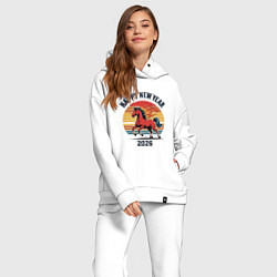 Женский костюм оверсайз Красная огненная лошадь 2026, цвет: белый — фото 2