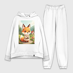 Женский костюм оверсайз Пушистая лиса в сказочной деревне, цвет: белый