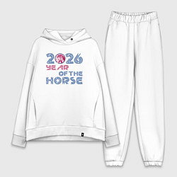 Женский костюм оверсайз 2026 год красной огненной лошади, цвет: белый