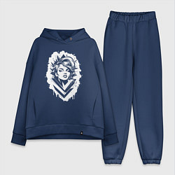 Женский костюм оверсайз Поп-арт дива, цвет: тёмно-синий