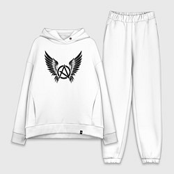 Женский костюм оверсайз Крылатая буква а, цвет: белый