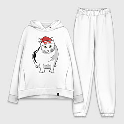 Женский костюм оверсайз Мемный кот Бендер - 2026, цвет: белый