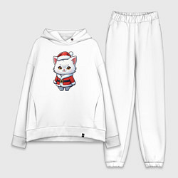 Женский костюм оверсайз Белый кот дед мороз