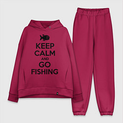 Женский костюм оверсайз Keep Calm & Go fishing, цвет: маджента
