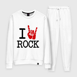 Костюм хлопковый женский I love rock, цвет: белый