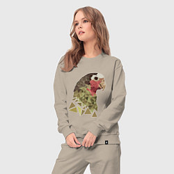 Костюм хлопковый женский Полигональный попугай, цвет: миндальный — фото 2