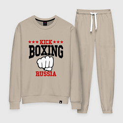 Костюм хлопковый женский Kickboxing Russia, цвет: миндальный
