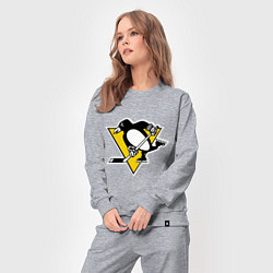 Костюм хлопковый женский Pittsburgh Penguins, цвет: меланж — фото 2