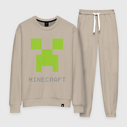Костюм хлопковый женский Minecraft logo grey, цвет: миндальный