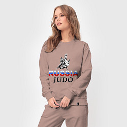 Костюм хлопковый женский Russia judo, цвет: пыльно-розовый — фото 2