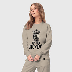 Костюм хлопковый женский Keep Calm & Listen AC/DC, цвет: миндальный — фото 2