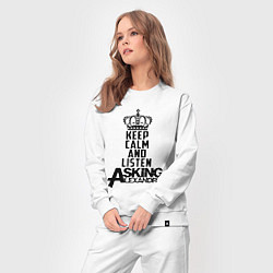Костюм хлопковый женский Keep Calm & Listen AA, цвет: белый — фото 2