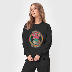 Костюм хлопковый женский Adopt a Demodog, цвет: черный — фото 2