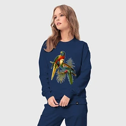 Костюм хлопковый женский Тропические попугаи, цвет: тёмно-синий — фото 2