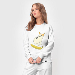 Костюм хлопковый женский Cat no banana meme, цвет: белый — фото 2