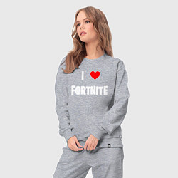 Костюм хлопковый женский I love Fortnite, цвет: меланж — фото 2