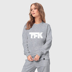 Костюм хлопковый женский TFK: White Logo, цвет: меланж — фото 2