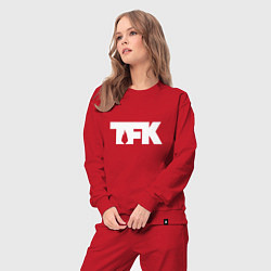 Костюм хлопковый женский TFK: White Logo, цвет: красный — фото 2