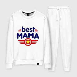 Костюм хлопковый женский Best mama logo, цвет: белый