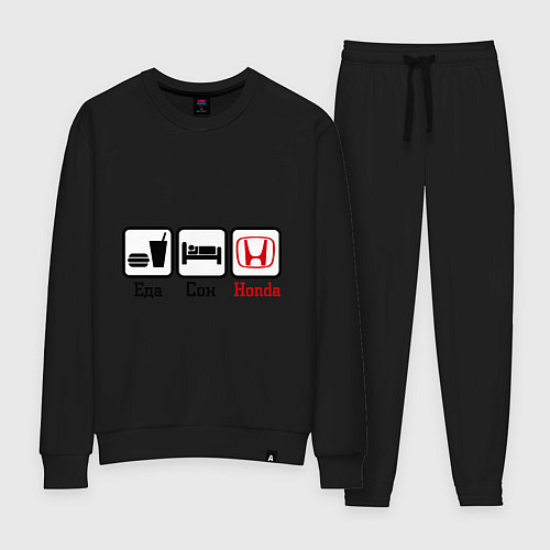 Женский костюм Главное в жизни - еда, сон, honda / Черный – фото 1