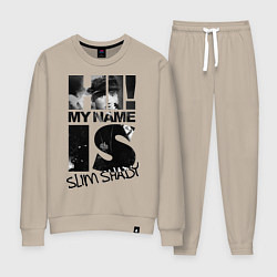 Костюм хлопковый женский My name is slim shady, цвет: миндальный