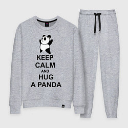 Костюм хлопковый женский Keep Calm & Hug A Panda, цвет: меланж