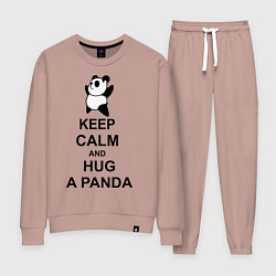 Костюм хлопковый женский Keep Calm & Hug A Panda, цвет: пыльно-розовый