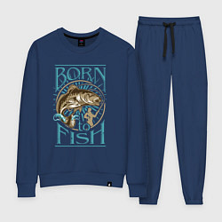Костюм хлопковый женский Born to Fish, цвет: тёмно-синий
