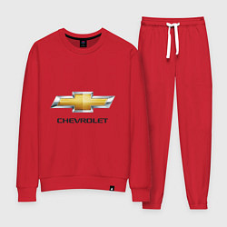 Костюм хлопковый женский Chevrolet логотип, цвет: красный