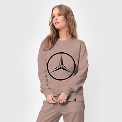 Костюм хлопковый женский Mercedes-Benz logo, цвет: пыльно-розовый — фото 2